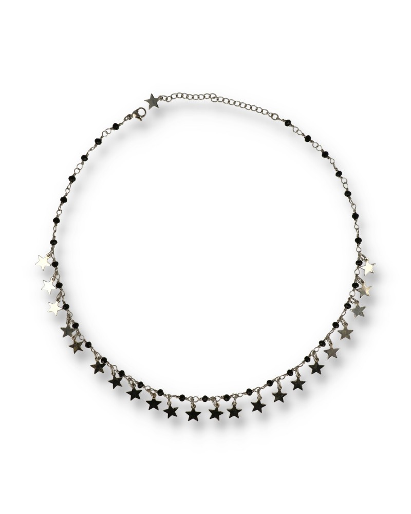 Stars Crystal Necklace Silver