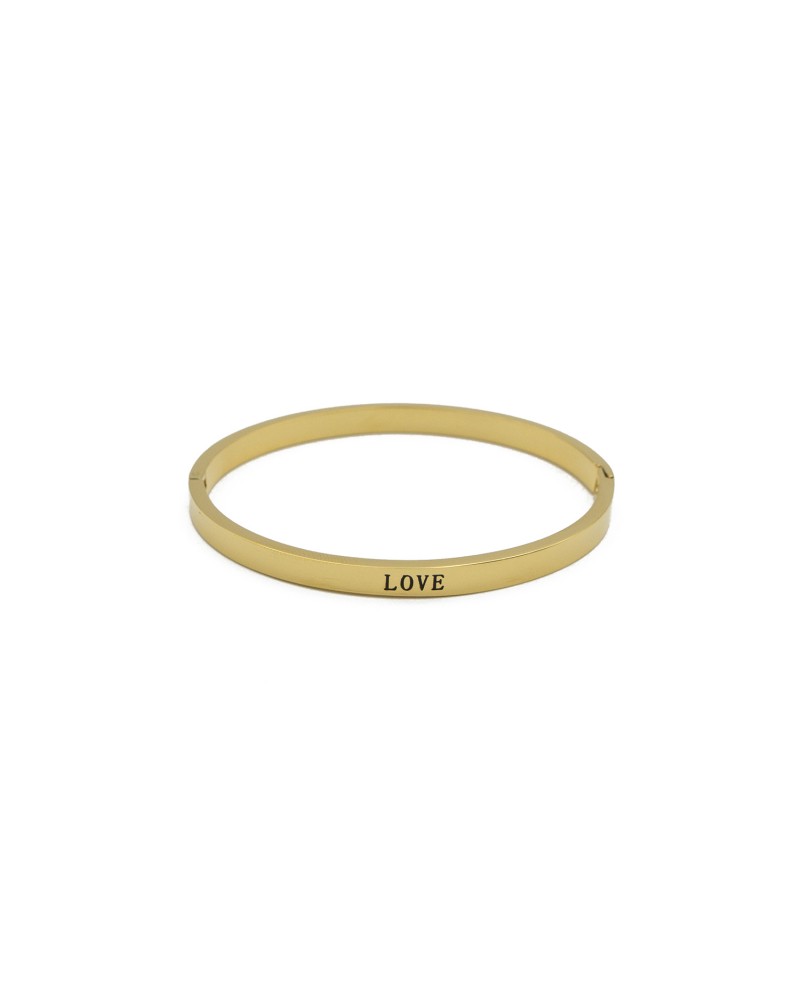 Cuff bracelet with phrase Gold