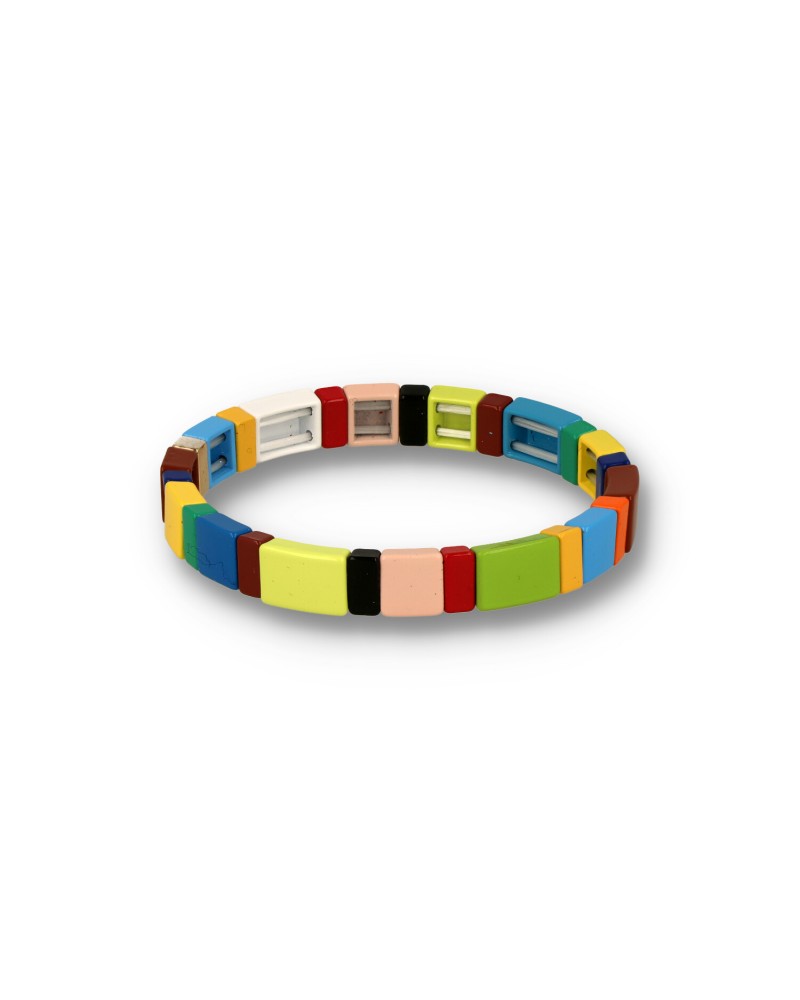 Lego small dark multicolor bracelet (lime/pink)