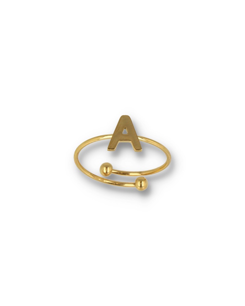 Gold Initial Adjustable Ring