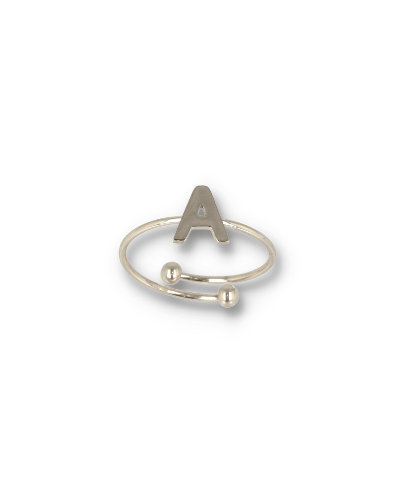 Silver Initial Adjustable Ring